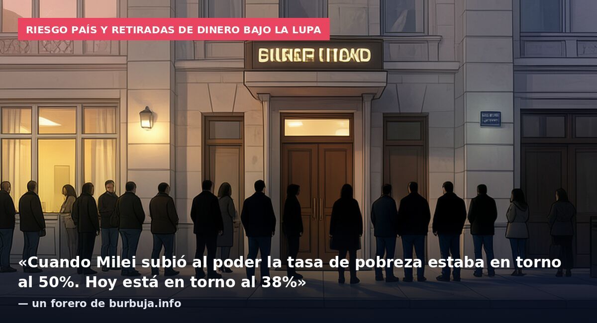 Riesgo país y retiradas de dinero bajo la lupa: «Cuando Milei subió al poder la tasa de pobreza estaba en torno al 50%. Hoy está en torno al 38%» — un forero de burbuja.info
