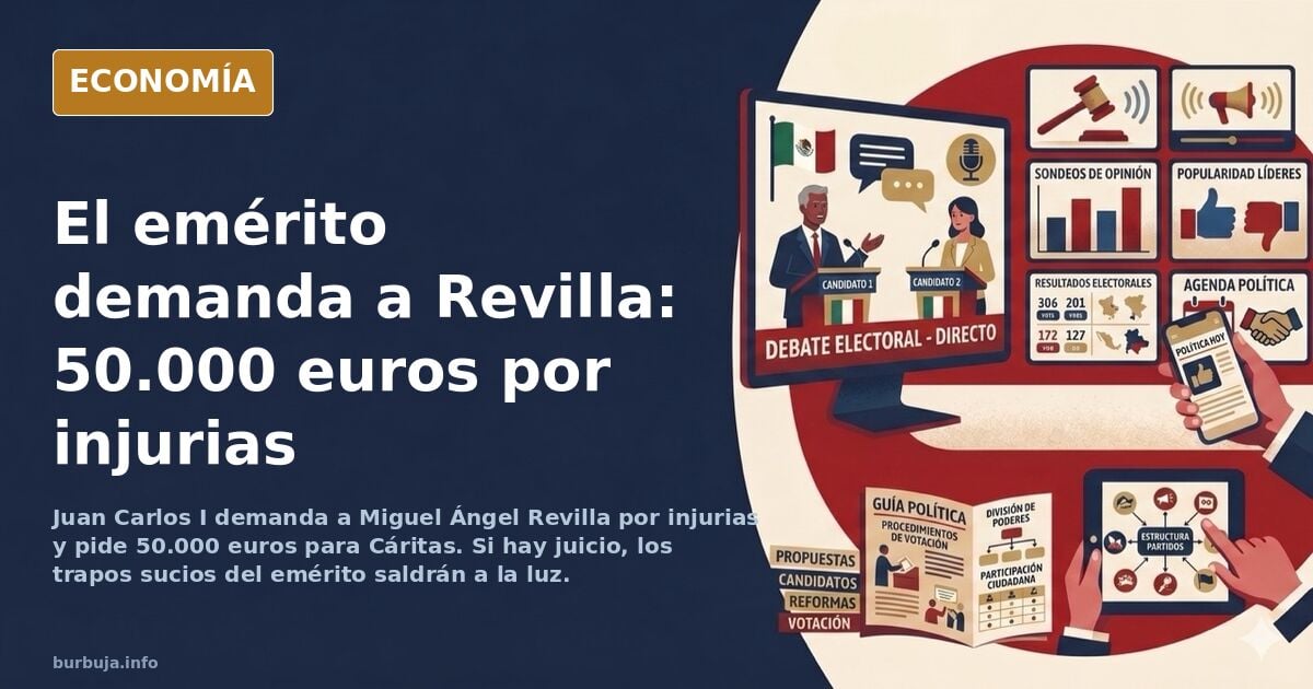Ilustración editorial de un rey emérito y un expresidente autonómico enfrentados en un tribunal