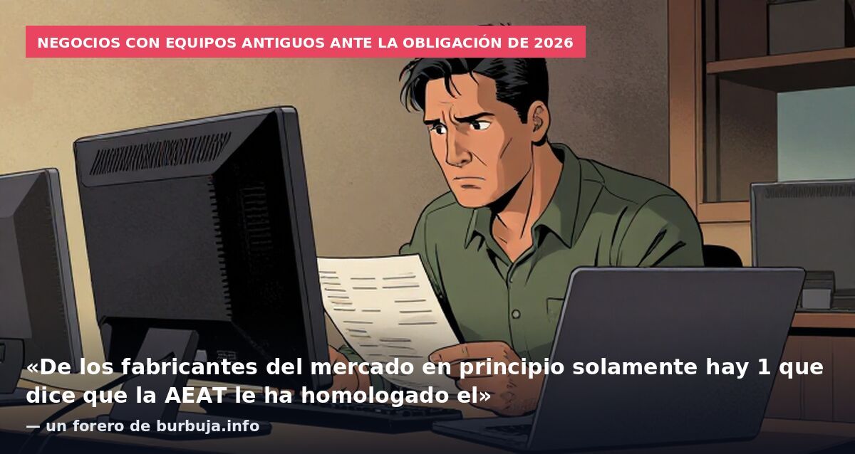 Negocios con equipos antiguos ante la obligación de 2026: «De los fabricantes del mercado en principio solamente hay 1 que dice que la AEAT le ha homologado el» — un forero de burbuja.info