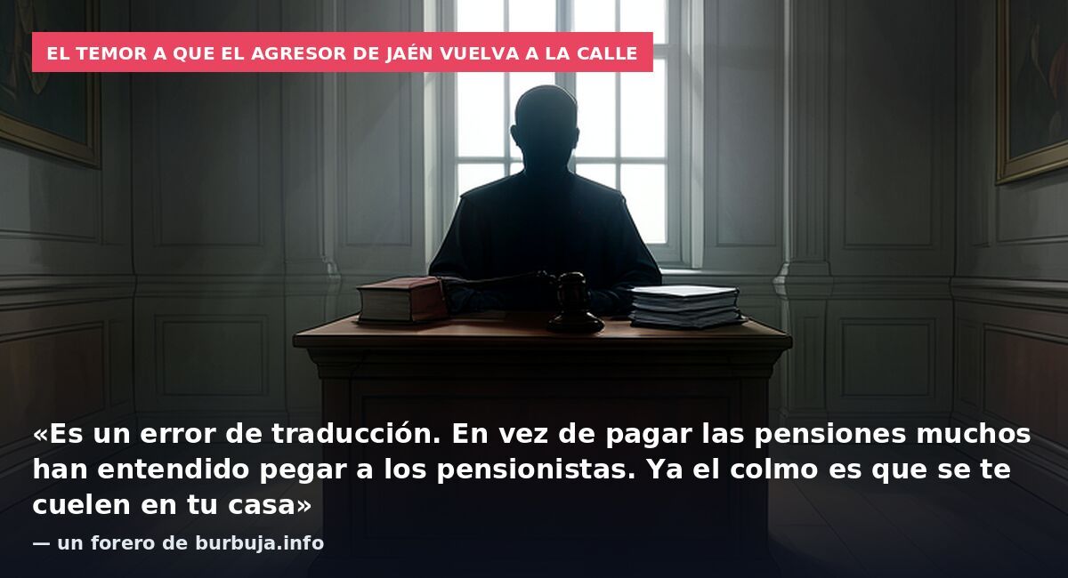 El temor a que el agresor de Jaén vuelva a la calle: «Es un error de traducción. En vez de pagar las pensiones muchos han entendido pegar a los pensionistas. Ya el colmo es que se te cuelen en tu casa» — un forero de burbuja.info