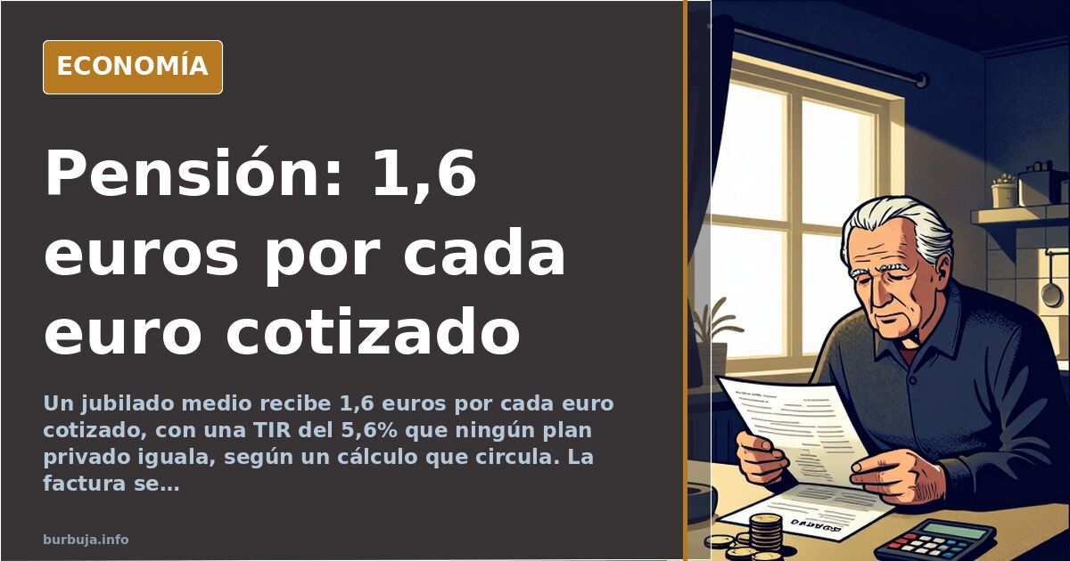 Ilustración editorial de una hucha con monedas de euro y una calculadora sobre fondo azul marino y dorado