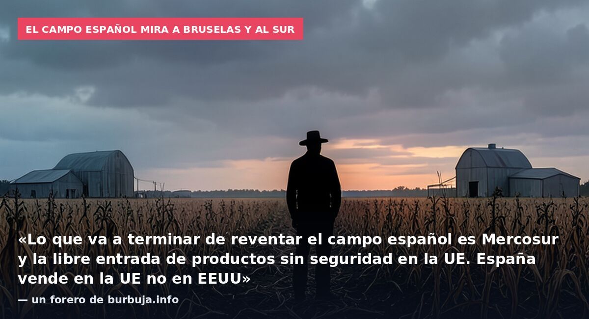 El campo español mira a Bruselas y al sur: «Lo que va a terminar de reventar el campo español es Mercosur y la libre entrada de productos sin seguridad en la UE. España vende en la UE no en EEUU» — un forero de burbuja.info