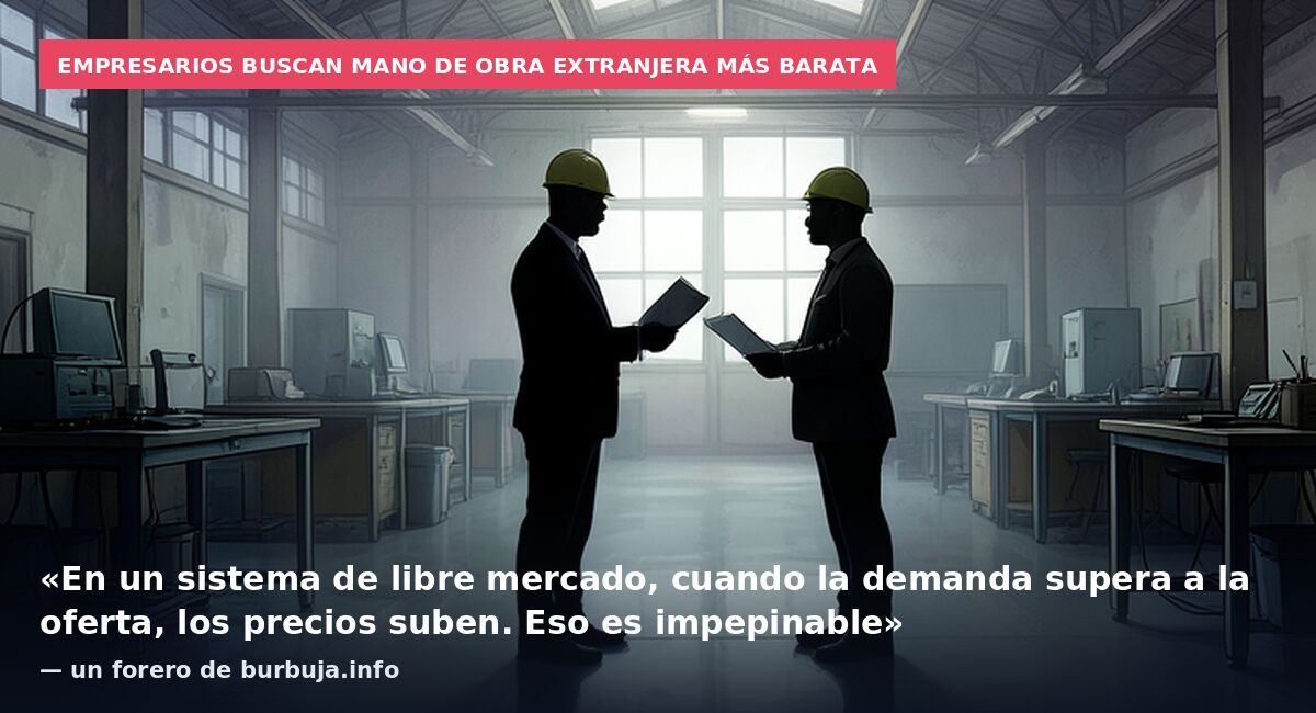 Empresarios buscan mano de obra extranjera más barata: «En un sistema de libre mercado, cuando la demanda supera a la oferta, los precios suben. Eso es impepinable» — un forero de burbuja.info