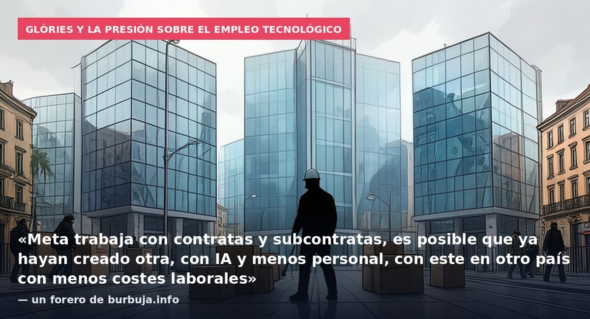 Glòries y la presión sobre el empleo tecnológico: «Meta trabaja con contratas y subcontratas, es posible que ya hayan creado otra, con IA y menos personal, con este en otro país con menos costes laborales» — un forero de burbuja.info