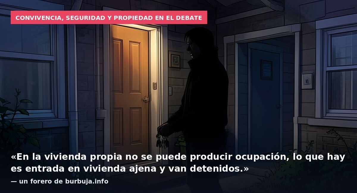 Convivencia, seguridad y propiedad en el debate: «En la vivienda propia no se puede producir ocupación, lo que hay es entrada en vivienda ajena y van detenidos.» — un forero de burbuja.info
