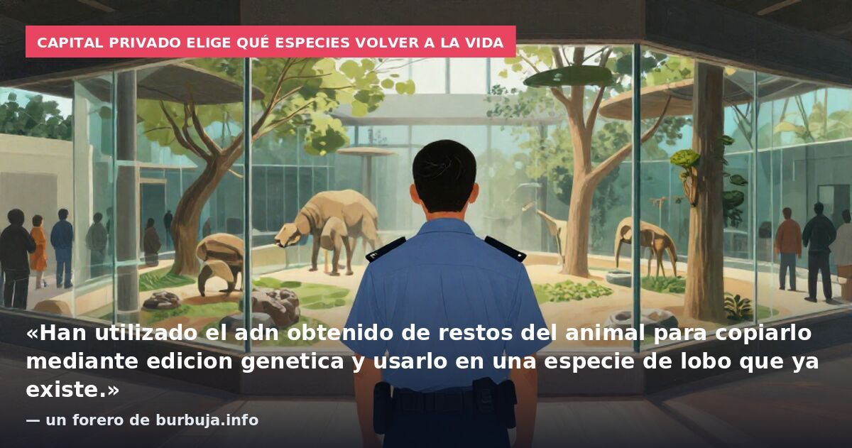Capital privado elige qué especies volver a la vida: «Han utilizado el adn obtenido de restos del animal para copiarlo mediante edicion genetica y usarlo en una especie de lobo que ya existe.» — un forero de burbuja.info