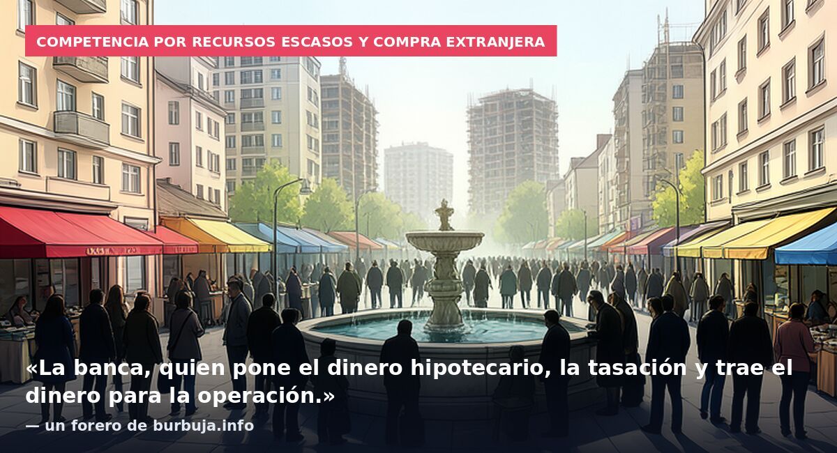 Competencia por recursos escasos y compra extranjera: «La banca, quien pone el dinero hipotecario, la tasación y trae el dinero para la operación.» — un forero de burbuja.info
