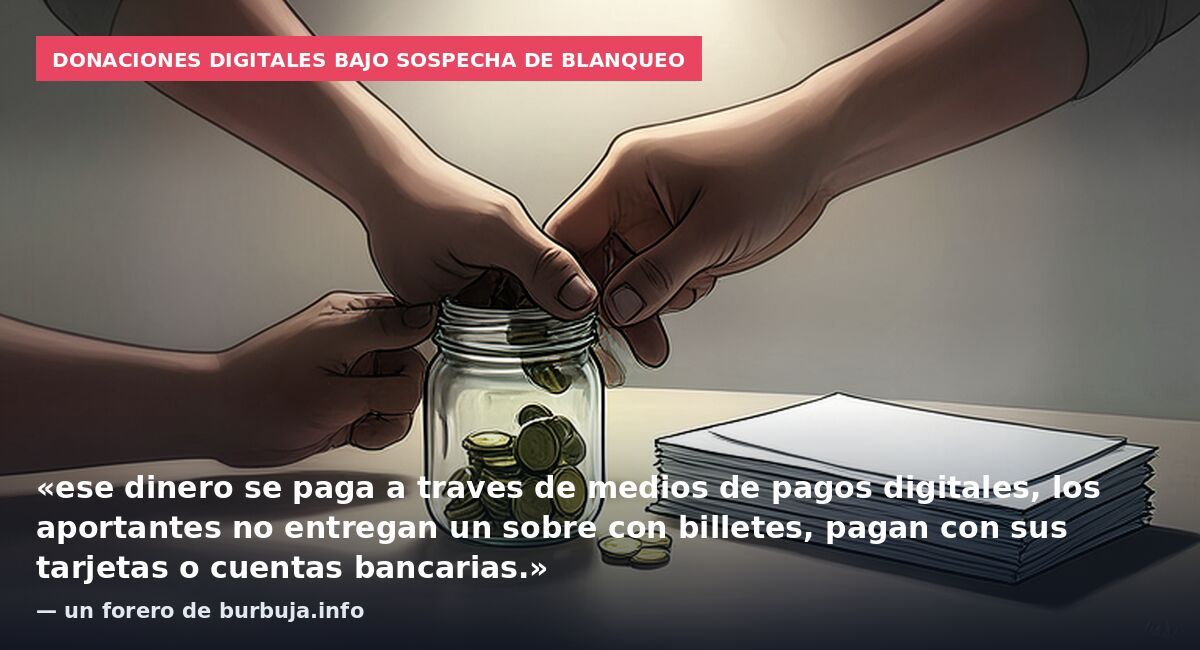 Donaciones digitales bajo sospecha de blanqueo: «ese dinero se paga a traves de medios de pagos digitales, los aportantes no entregan un sobre con billetes, pagan con sus tarjetas o cuentas bancarias.» — un forero de burbuja.info