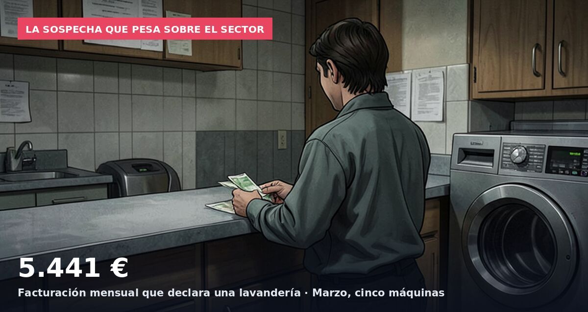 La sospecha que pesa sobre el sector: 5.441 € Facturación mensual que declara una lavandería · Marzo, cinco máquinas