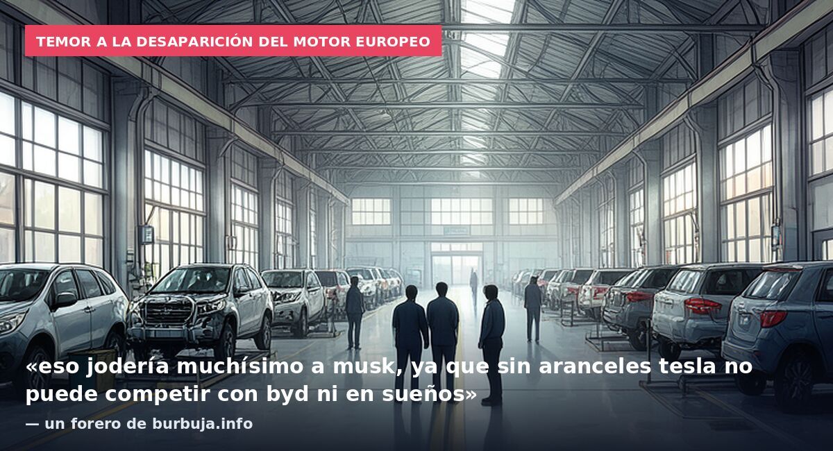 Temor a la desaparición del motor europeo: «eso jodería muchísimo a musk, ya que sin aranceles tesla no puede competir con byd ni en sueños» — un forero de burbuja.info