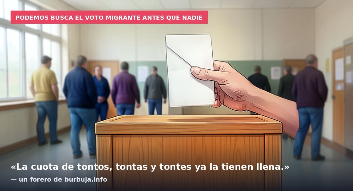 Podemos busca el voto migrante antes que nadie: «La cuota de tontos, tontas y tontes ya la tienen llena.» — un forero de burbuja.info