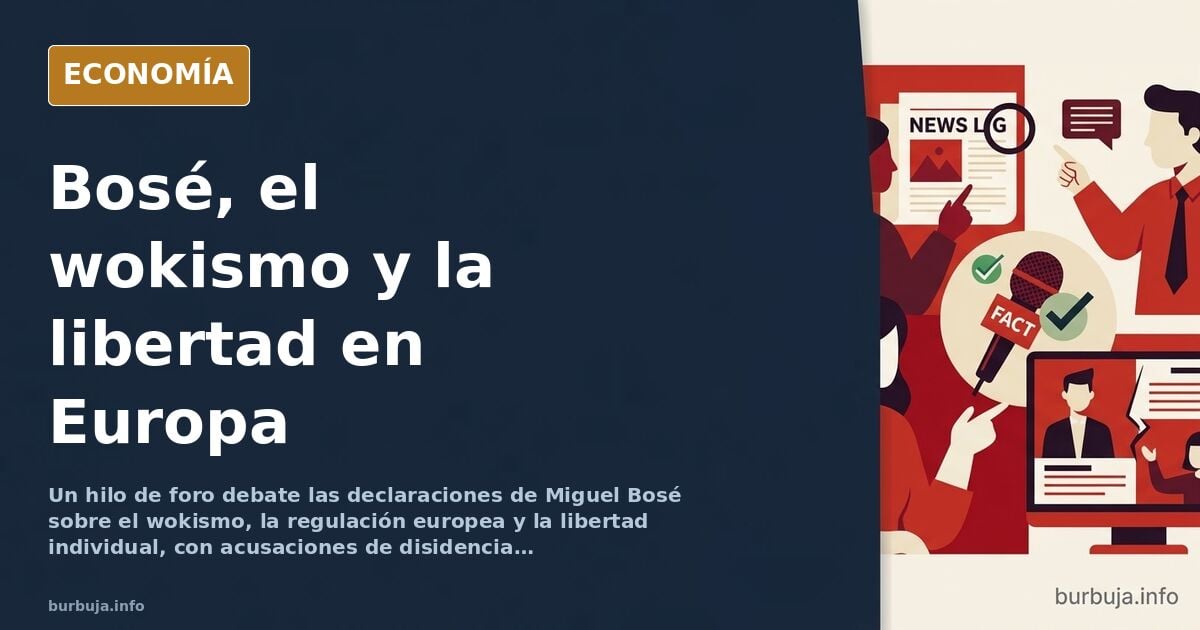 Ilustración editorial de Miguel Bosé y el debate sobre el wokismo en España y Europa