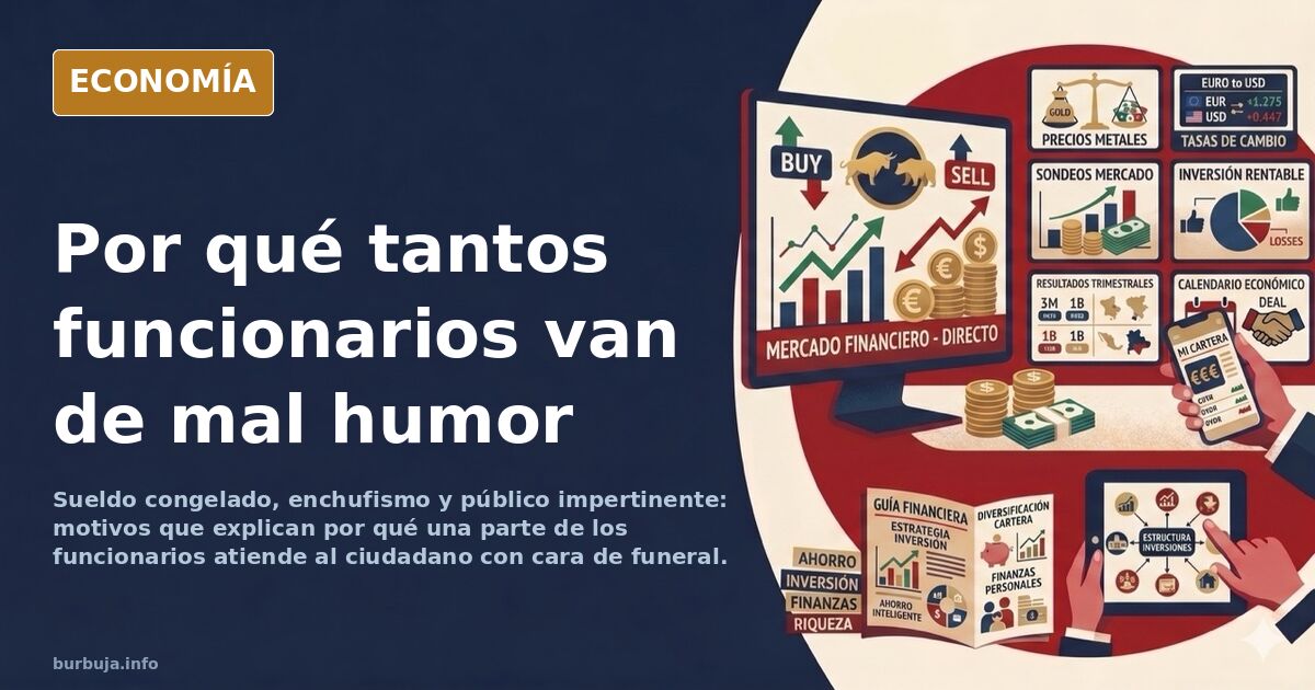 Ilustración editorial de una ventanilla de atención al público con un funcionario y un ciudadano frente a frente