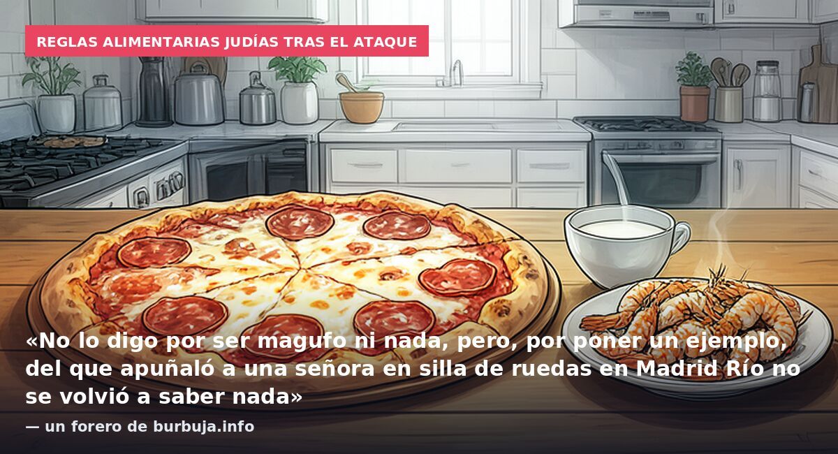 Reglas alimentarias judías tras el ataque: «No lo digo por ser magufo ni nada, pero, por poner un ejemplo, del que apuñaló a una señora en silla de ruedas en Madrid Río no se volvió a saber nada» — un forero de burbuja.info