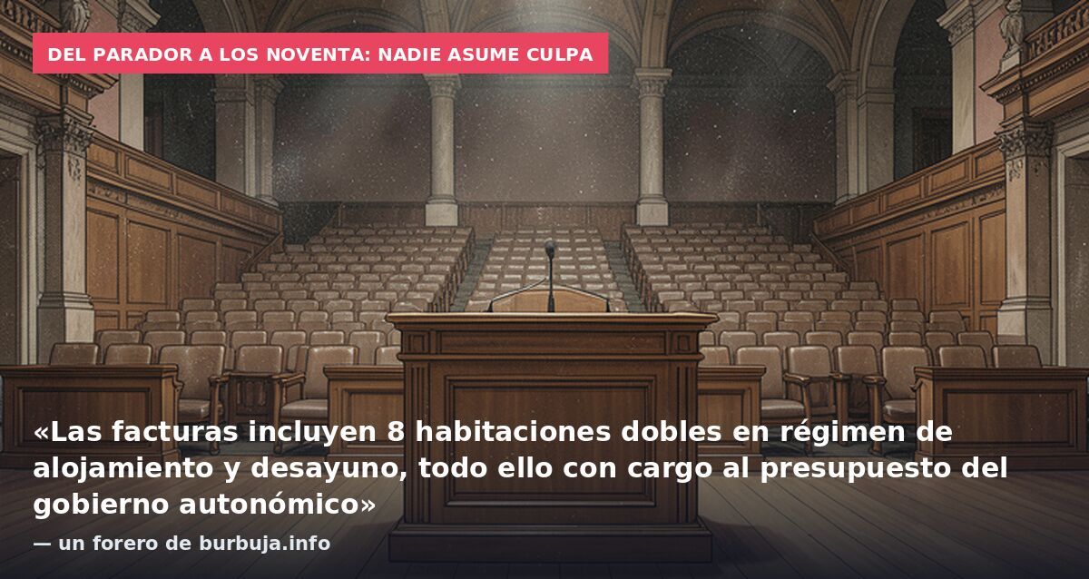 Del Parador a los noventa: nadie asume culpa: «Las facturas incluyen 8 habitaciones dobles en régimen de alojamiento y desayuno, todo ello con cargo al presupuesto del gobierno autonómico» — un forero de burbuja.info