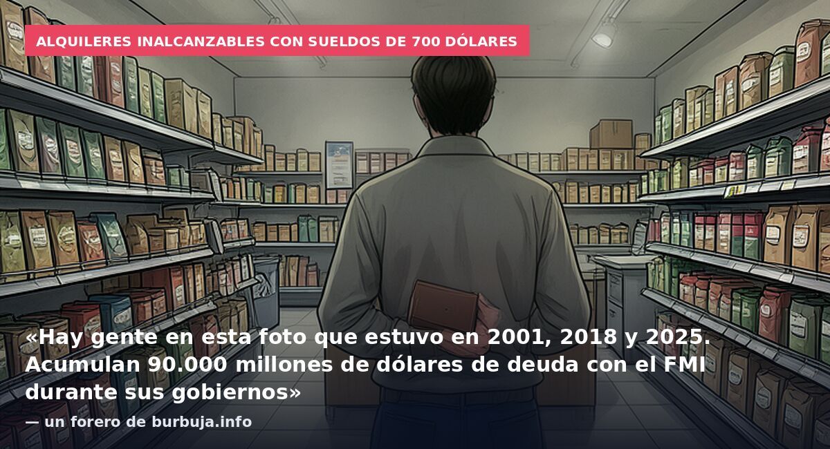 Alquileres inalcanzables con sueldos de 700 dólares: «Hay gente en esta foto que estuvo en 2001, 2018 y 2025. Acumulan 90.000 millones de dólares de deuda con el FMI durante sus gobiernos» — un forero de burbuja.info