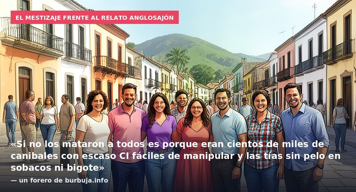 El mestizaje frente al relato anglosajón: «Si no los mataron a todos es porque eran cientos de miles de canibales con escaso CI fáciles de manipular y las tías sin pelo en sobacos ni bigote» — un forero de burbuja.info