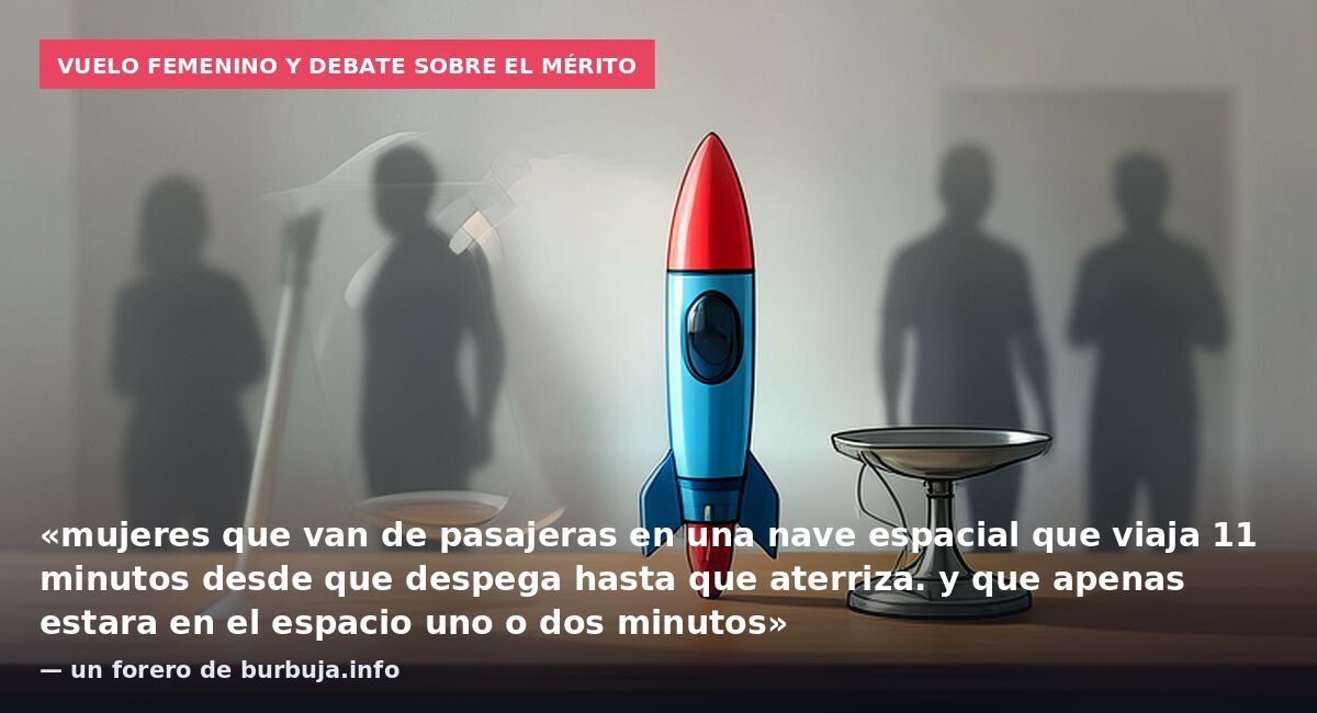 Vuelo femenino y debate sobre el mérito: «mujeres que van de pasajeras en una nave espacial que viaja 11 minutos desde que despega hasta que aterriza. y que apenas estara en el espacio uno o dos minutos» — un forero de burbuja.info