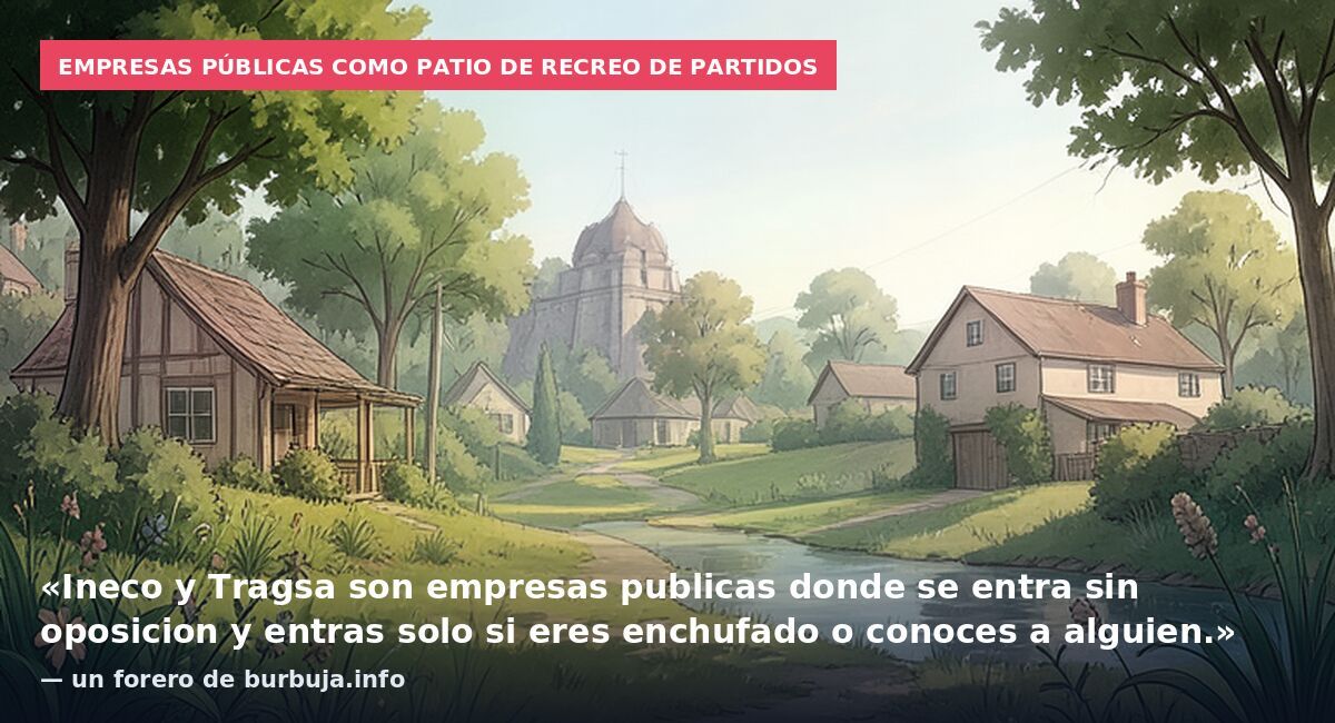 Empresas públicas como patio de recreo de partidos: «Ineco y Tragsa son empresas publicas donde se entra sin oposicion y entras solo si eres enchufado o conoces a alguien.» — un forero de burbuja.info