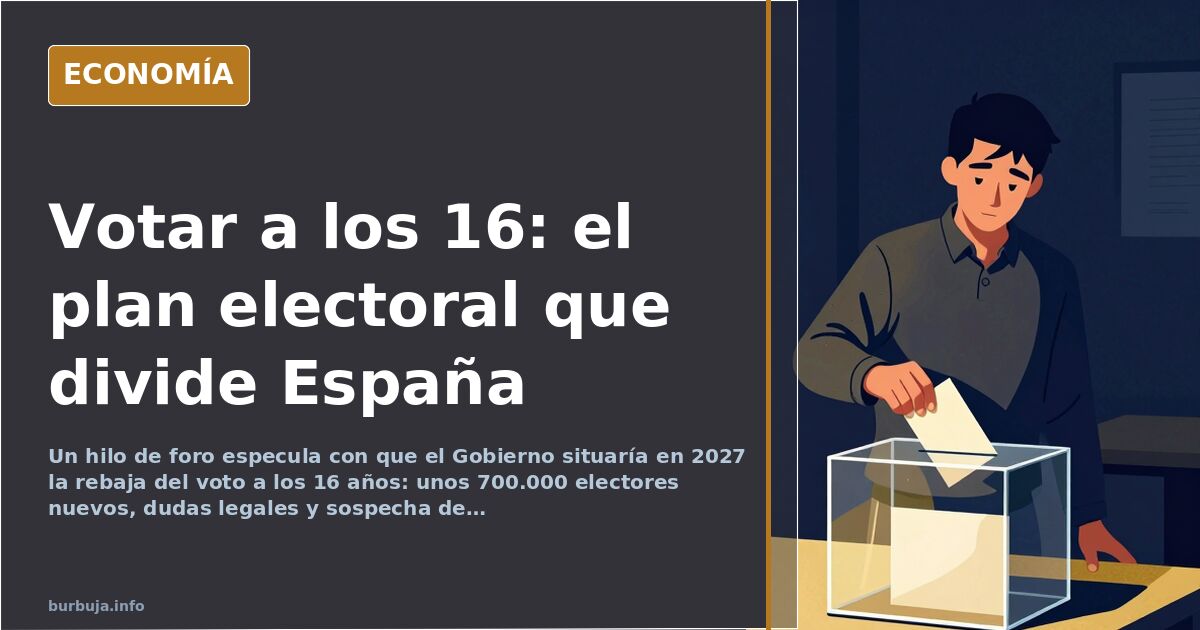 Ilustración editorial de una urna electoral con papeletas de voto y una fecha 2027 marcada en el calendario