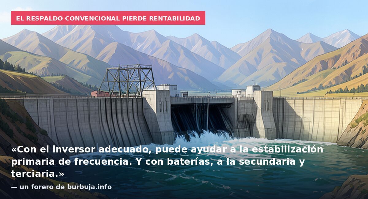 El respaldo convencional pierde rentabilidad: «Con el inversor adecuado, puede ayudar a la estabilización primaria de frecuencia. Y con baterías, a la secundaria y terciaria.» — un forero de burbuja.info