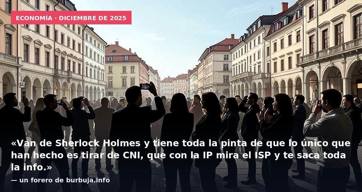 Economía · diciembre de 2025: «Van de Sherlock Holmes y tiene toda la pinta de que lo único que han hecho es tirar de CNI, que con la IP mira el ISP y te saca toda la info.» — un forero de burbuja.info