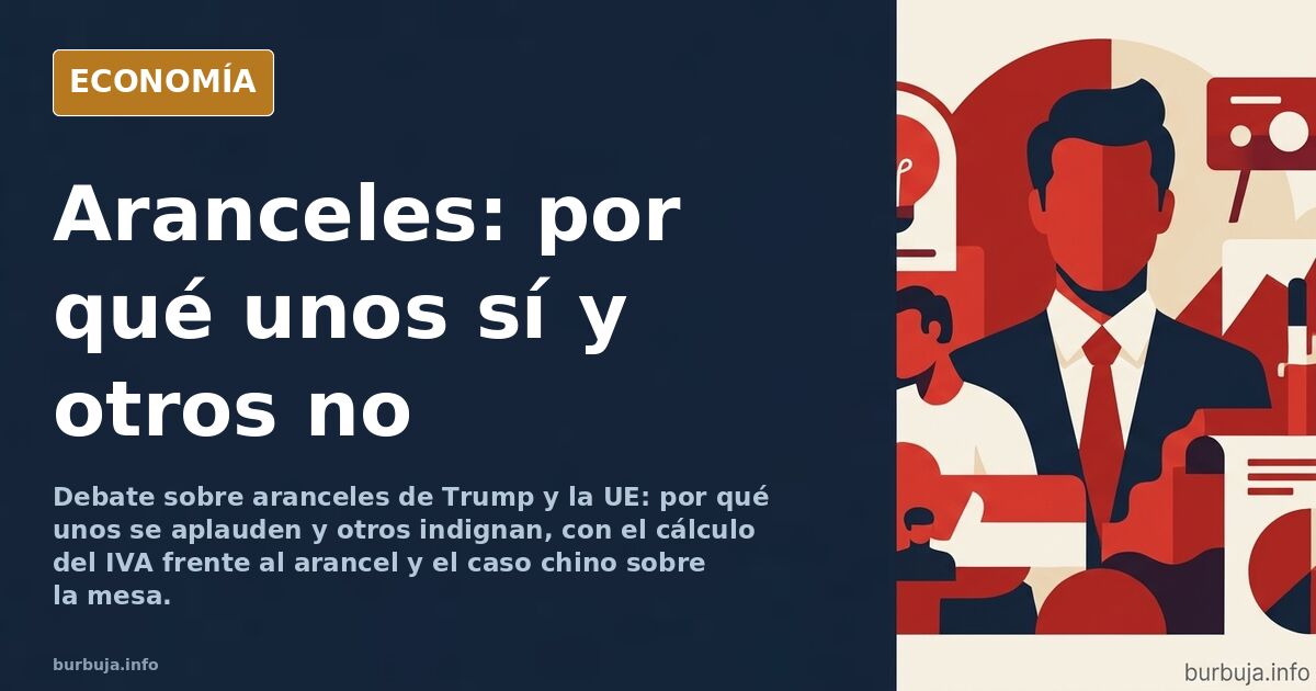 Ilustración editorial de un muro arancelario con banderas de Estados Unidos y la Unión Europea frente a frente