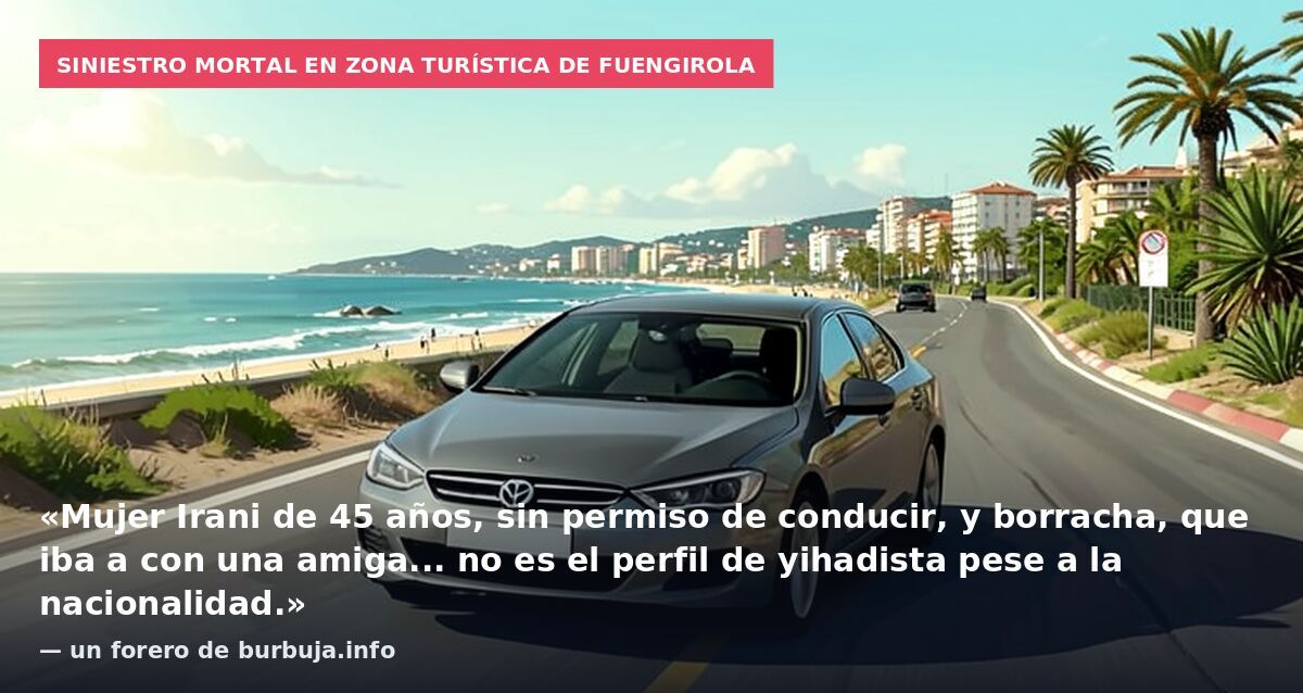 Siniestro mortal en zona turística de Fuengirola: «Mujer Irani de 45 años, sin permiso de conducir, y borracha, que iba a con una amiga... no es el perfil de yihadista pese a la nacionalidad.» — un forero de burbuja.info