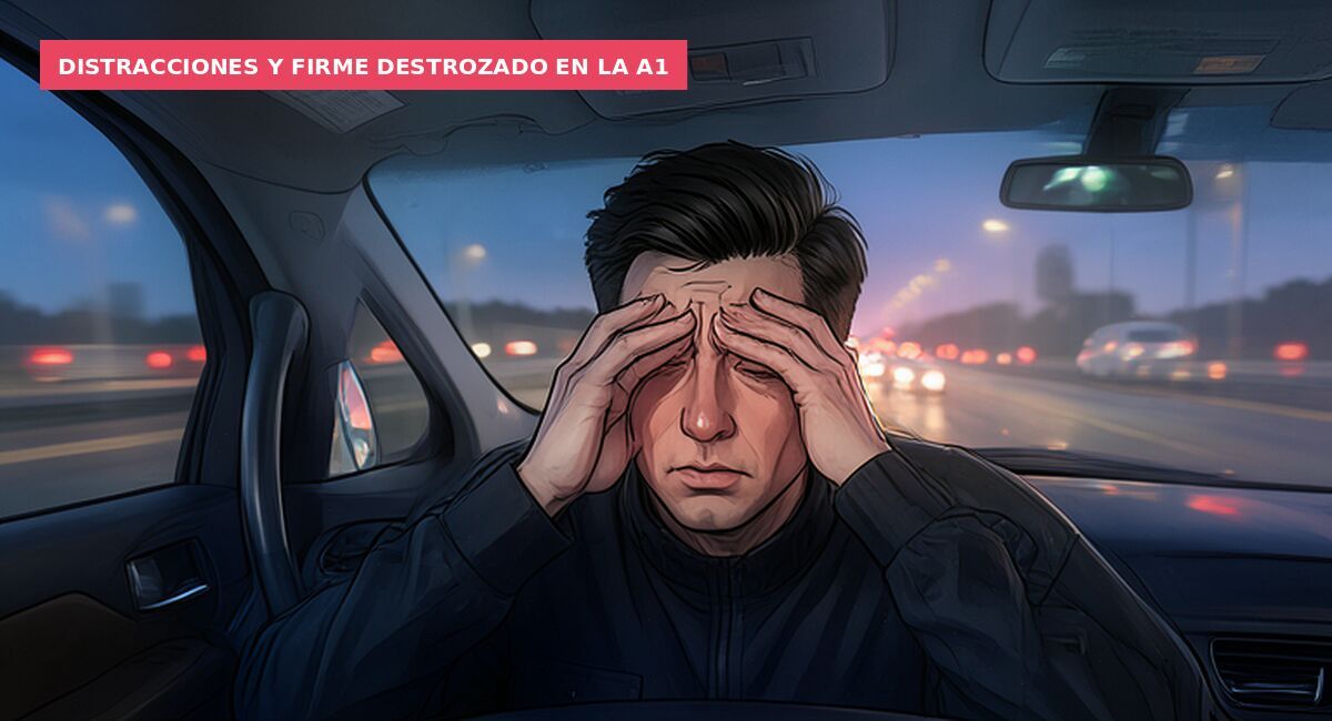 Distracciones y firme destrozado en la A1