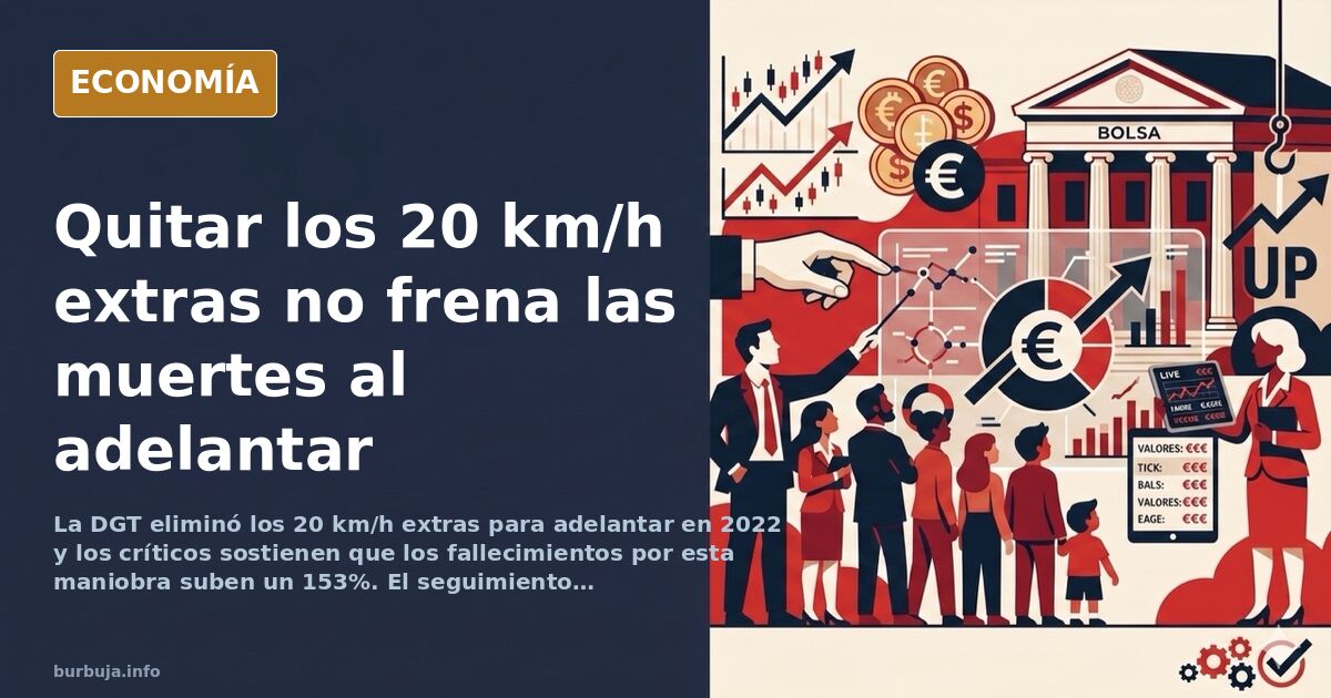 Ilustración editorial de una carretera de doble sentido con un coche adelantando y un radar de tramo al fondo, en tonos azul 