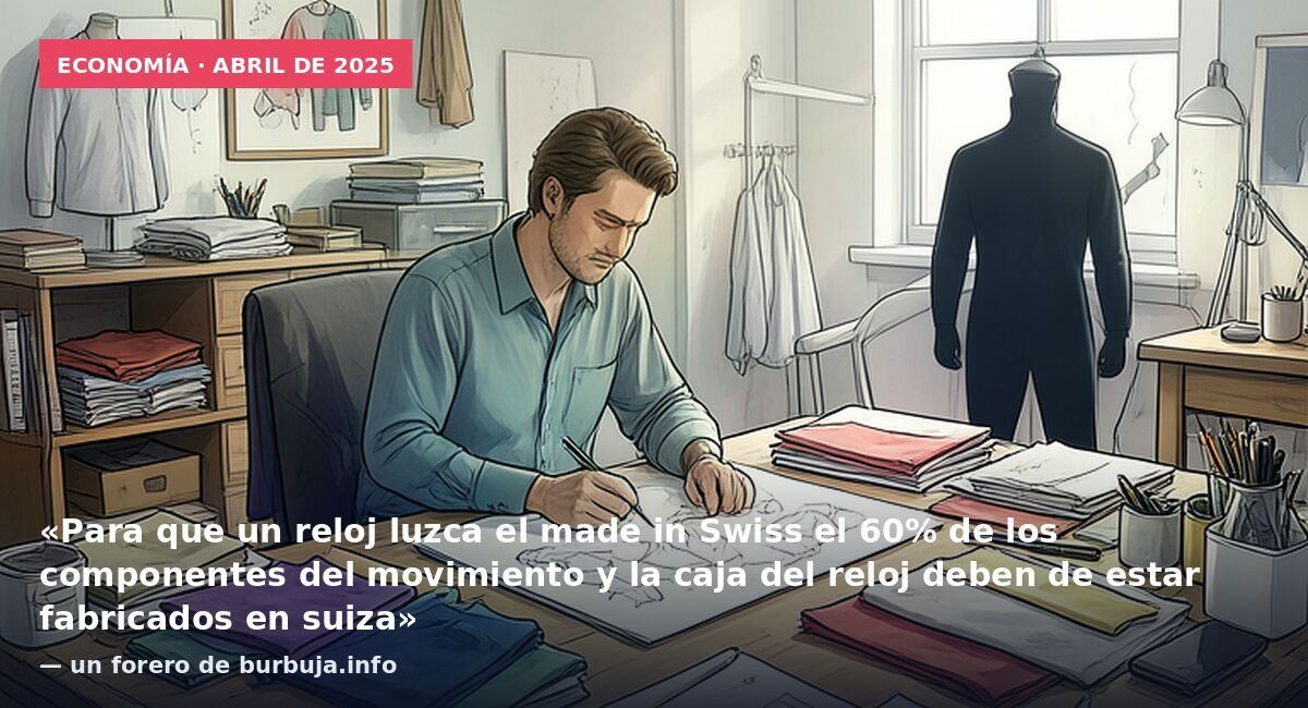 Economía · abril de 2025: «Para que un reloj luzca el made in Swiss el 60% de los componentes del movimiento y la caja del reloj deben de estar fabricados en suiza» — un forero de burbuja.info