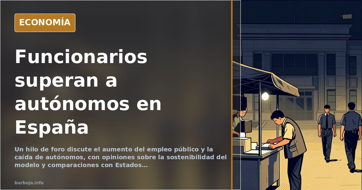 Gráfico de barras comparando el número de empleados públicos y autónomos en España, con la barra de funcionarios superando a 
