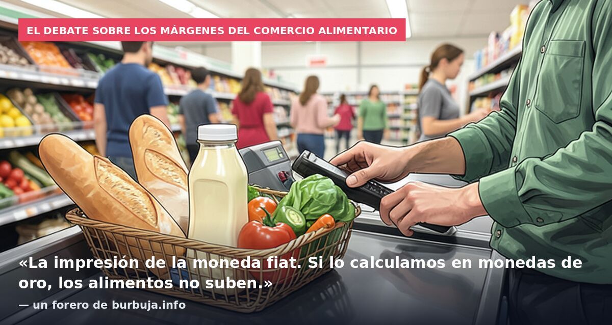 El debate sobre los márgenes del comercio alimentario: «La impresión de la moneda fiat. Si lo calculamos en monedas de oro, los alimentos no suben.» — un forero de burbuja.info