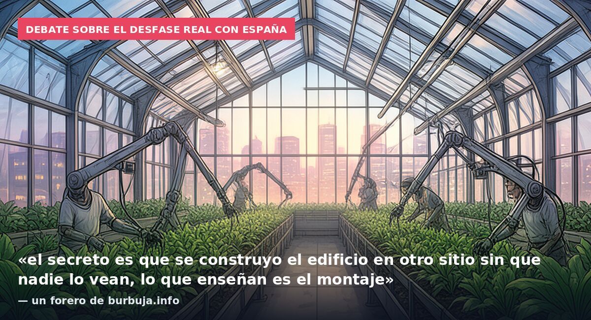 Debate sobre el desfase real con España: «el secreto es que se construyo el edificio en otro sitio sin que nadie lo vean, lo que enseñan es el montaje» — un forero de burbuja.info