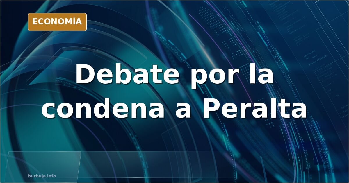 Ilustración editorial de una balanza judicial junto a un expediente y la palabra condena