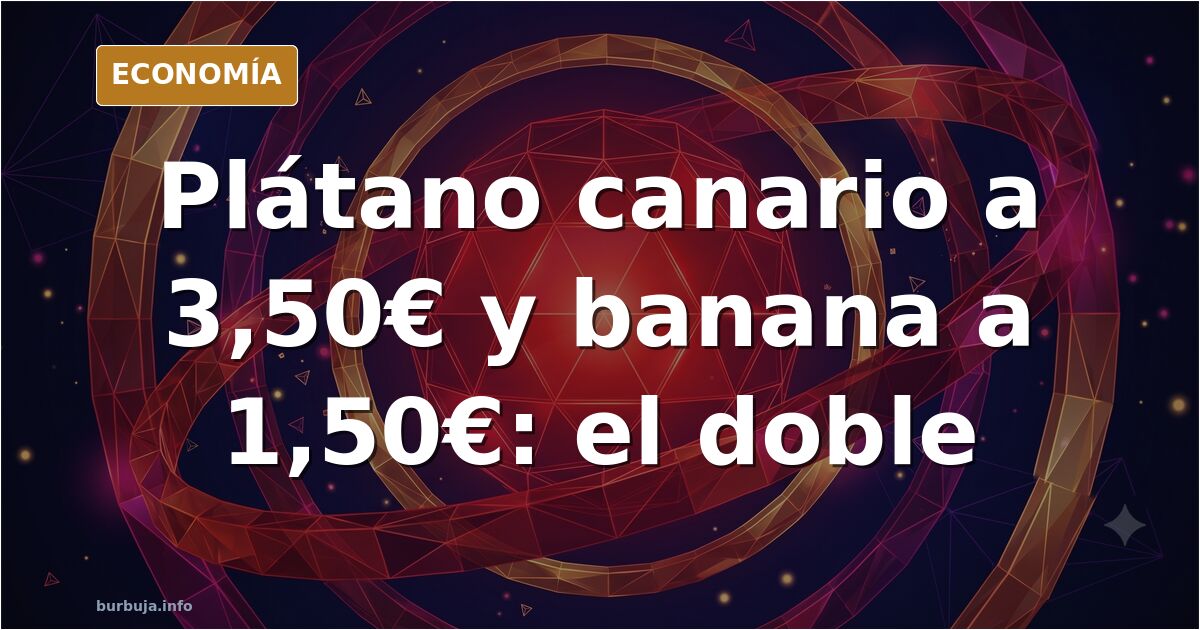 Dos carteles de precios de supermercado comparando banana importada a 1,50 euros y plátano de Canarias a 3,50 euros el kilo