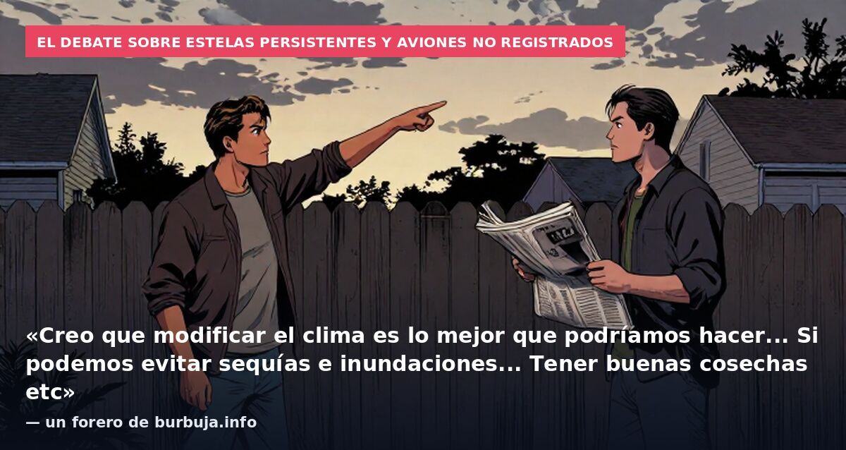 El debate sobre estelas persistentes y aviones no registrados: «Creo que modificar el clima es lo mejor que podríamos hacer... Si podemos evitar sequías e inundaciones... Tener buenas cosechas etc» — un forero de burbuja.info