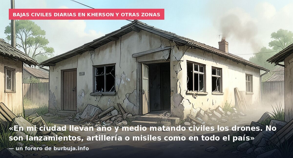 Bajas civiles diarias en Kherson y otras zonas: «En mi ciudad llevan año y medio matando civiles los drones. No son lanzamientos, artillería o misiles como en todo el país» — un forero de burbuja.info