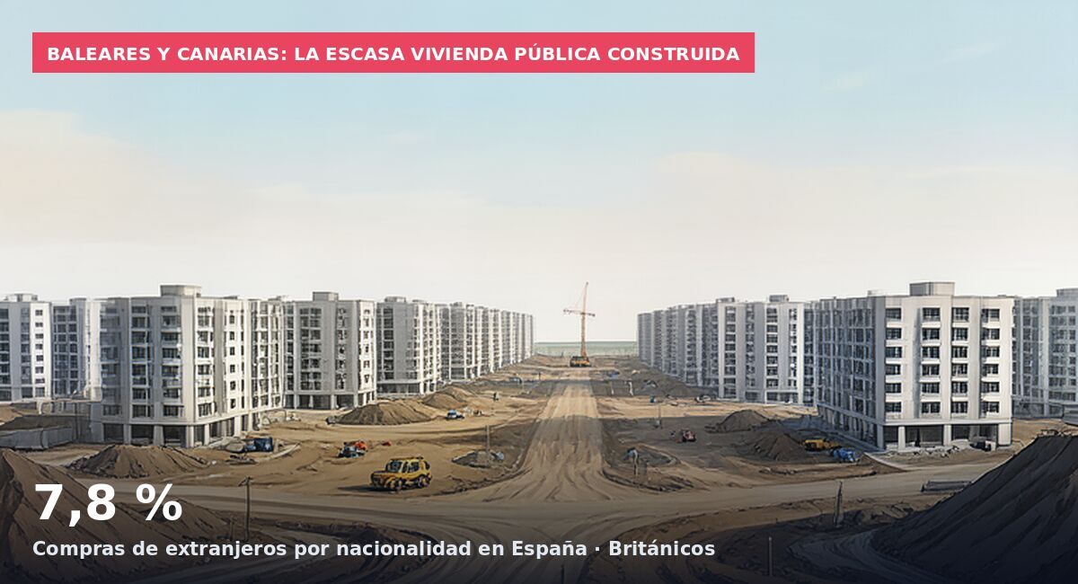 Baleares y Canarias: la escasa vivienda pública construida: 7,8 % Compras de extranjeros por nacionalidad en España · Británicos