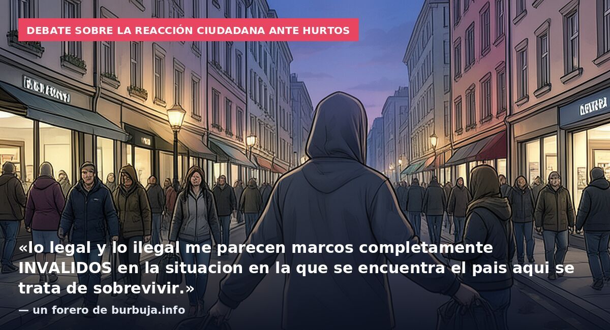 Debate sobre la reacción ciudadana ante hurtos: «lo legal y lo ilegal me parecen marcos completamente INVALIDOS en la situacion en la que se encuentra el pais aqui se trata de sobrevivir.» — un forero de burbuja.info