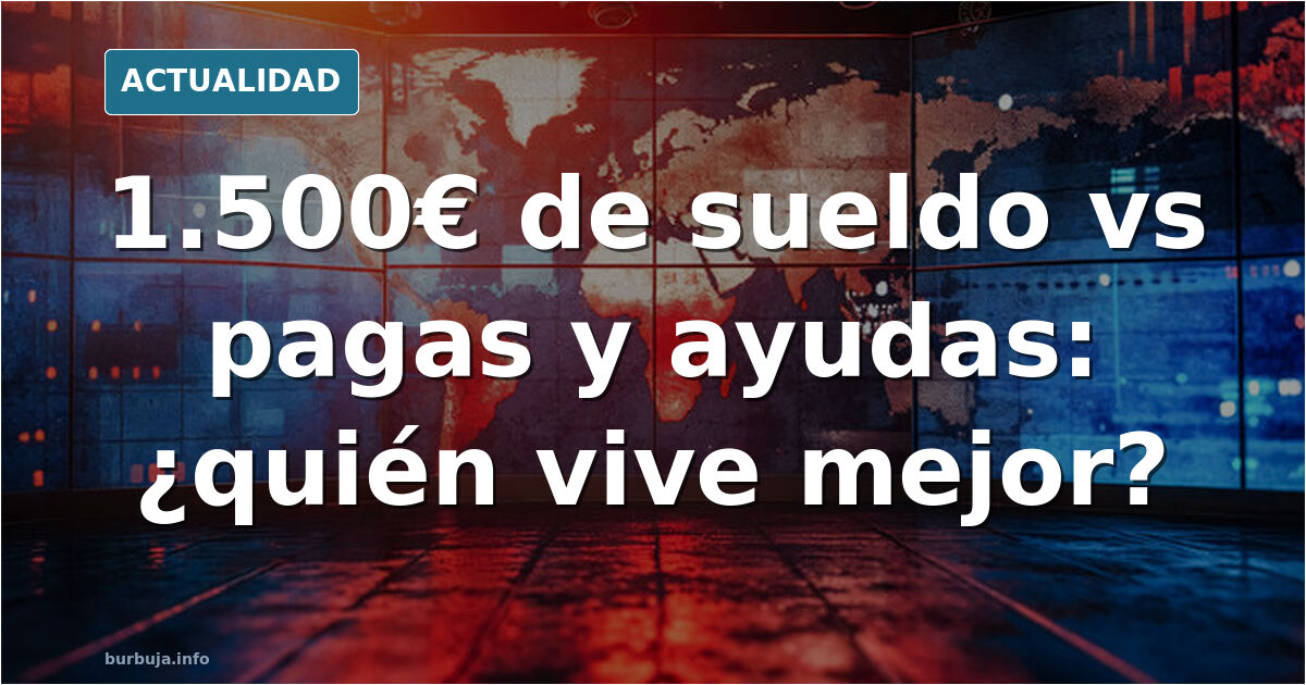 Dos personas en una oficina de empleo comparando una nómina de 1.500 euros con una carta de prestación social
