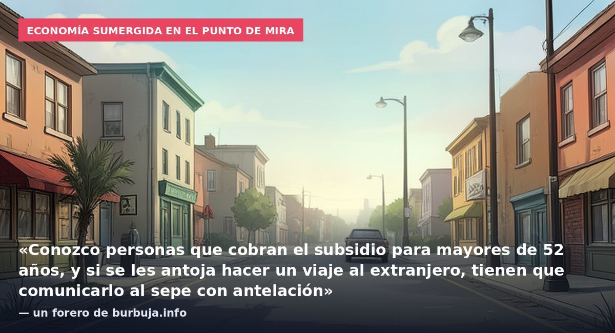 Economía sumergida en el punto de mira: «Conozco personas que cobran el subsidio para mayores de 52 años, y si se les antoja hacer un viaje al extranjero, tienen que comunicarlo al sepe con antelación» — un forero de burbuja.info