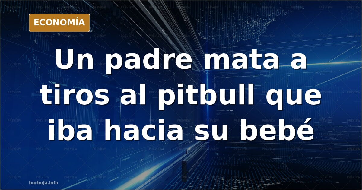 Ilustración editorial de un pitbull suelto acercándose a un hombre que sostiene a un bebé en brazos en la vía pública
