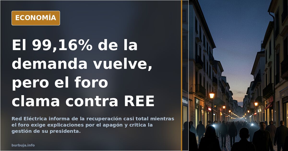 El 99,16% de la demanda vuelve, pero el foro clama contra REE