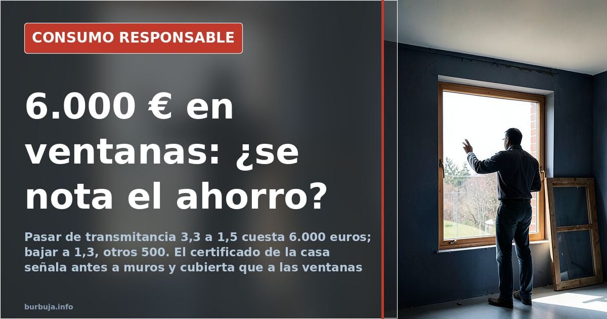 Ventana de PVC con doble vidrio bajo emisivo instalada en una vivienda pareada, con marco blanco de varias cámaras