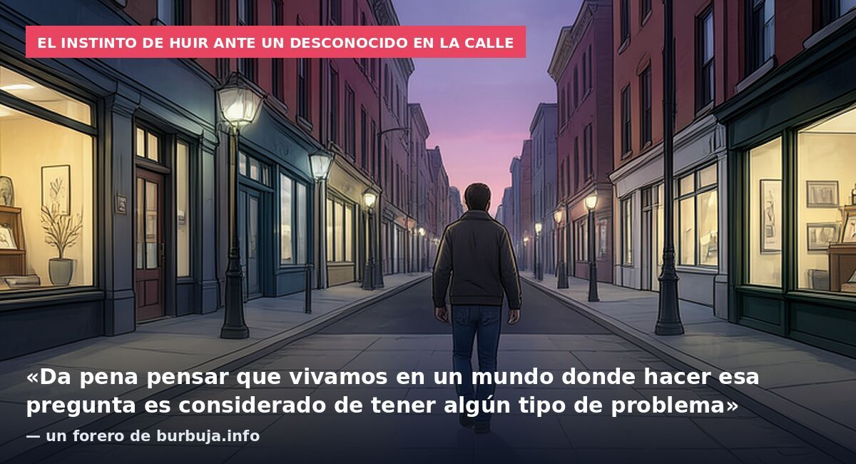 El instinto de huir ante un desconocido en la calle: «Da pena pensar que vivamos en un mundo donde hacer esa pregunta es considerado de tener algún tipo de problema» — un forero de burbuja.info