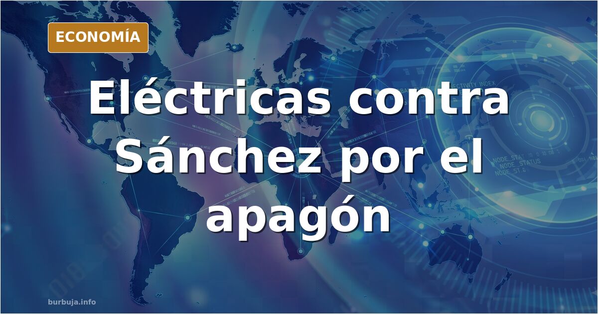 Ilustración editorial de torres eléctricas y subestaciones con la Península Ibérica a oscuras tras el apagón