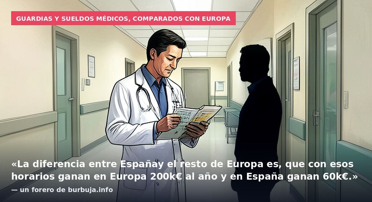 Guardias y sueldos médicos, comparados con Europa: «La diferencia entre Españay el resto de Europa es, que con esos horarios ganan en Europa 200k€ al año y en España ganan 60k€.» — un forero de burbuja.info