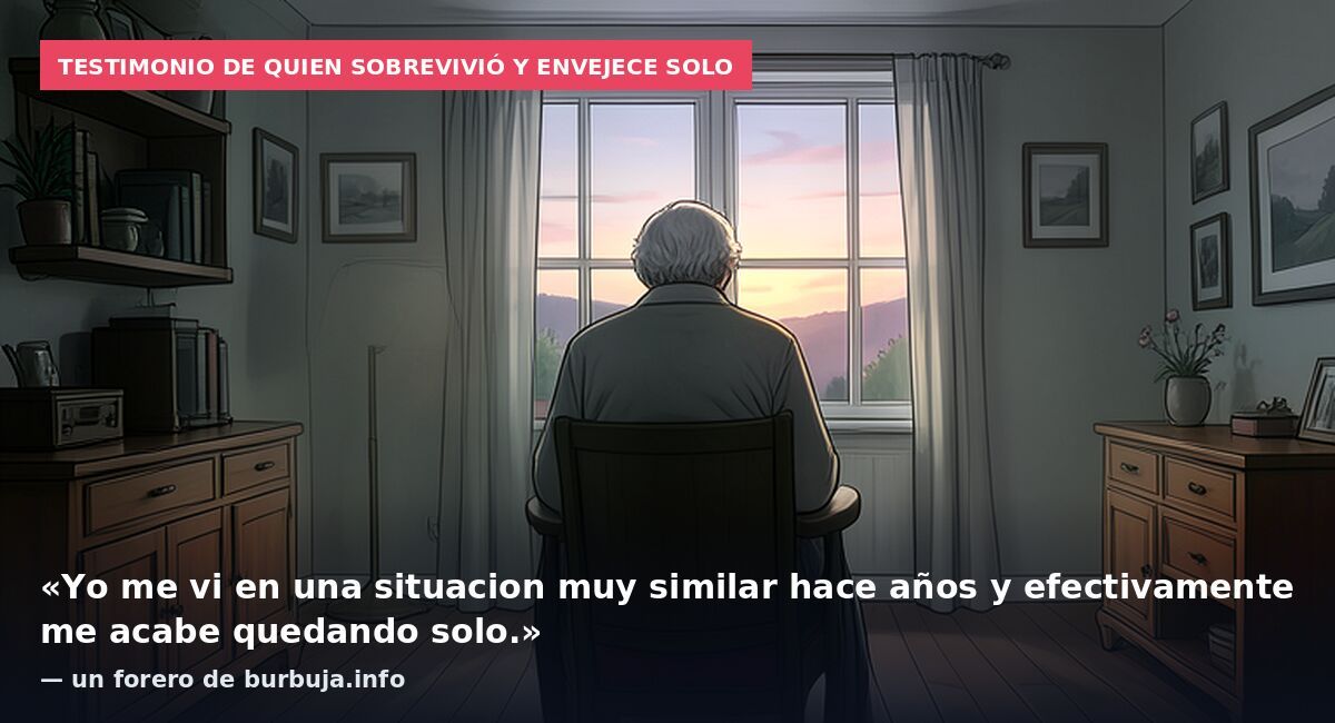 Testimonio de quien sobrevivió y envejece solo: «Yo me vi en una situacion muy similar hace años y efectivamente me acabe quedando solo.» — un forero de burbuja.info