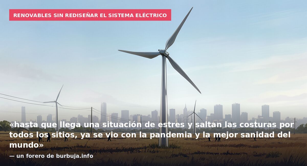 Renovables sin rediseñar el sistema eléctrico: «hasta que llega una situación de estres y saltan las costuras por todos los sitios, ya se vio con la pandemia y la mejor sanidad del mundo» — un forero de burbuja.info